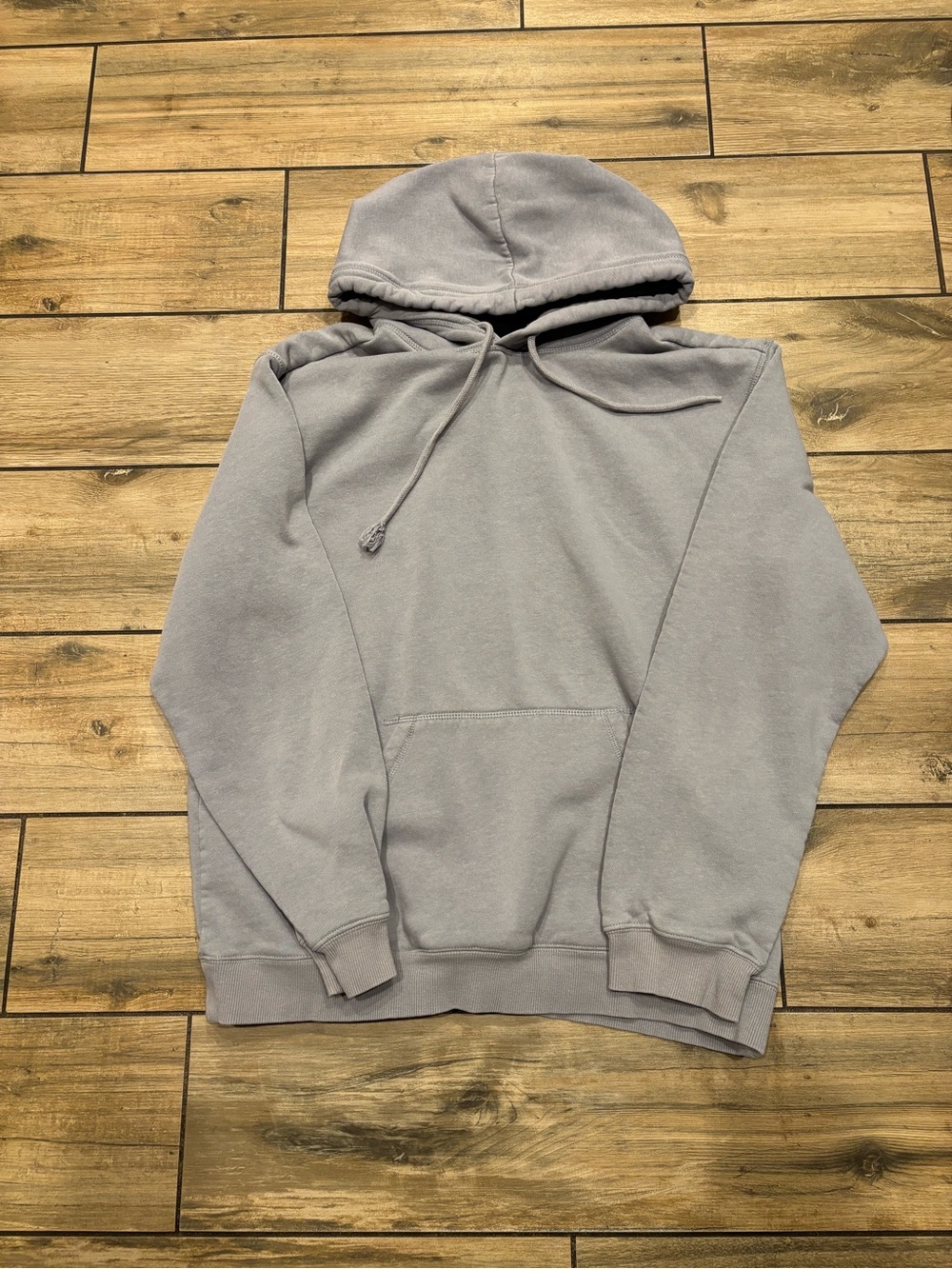 H&M Solid Faded Hooded Sweatshirt Hoodie Size Small Light Grey Blue